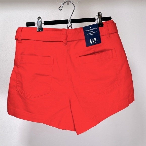 Gap [Size 8 NWT] Coral Red Belted High Rise 4" Seafarer Shorts - Size 8 - Picture 11 of 13